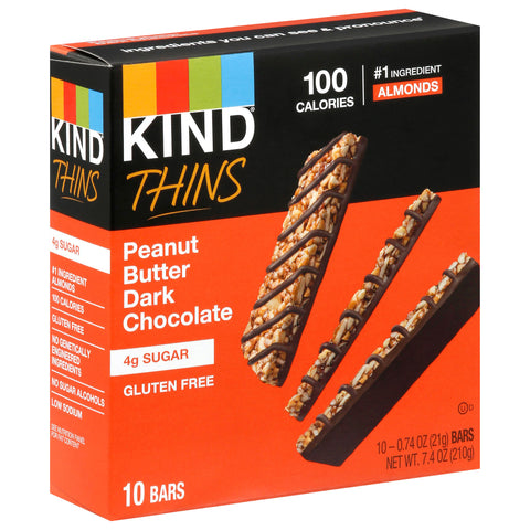 Kind Thins Gluten Free Peanut Butter Dark Chocolate Bars 7.4 OZ