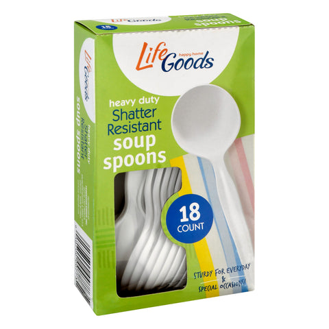 Life Goods Heavy Duty Shatter Resistant Soup Spoons 18 ea - 18 CT 24 Pack