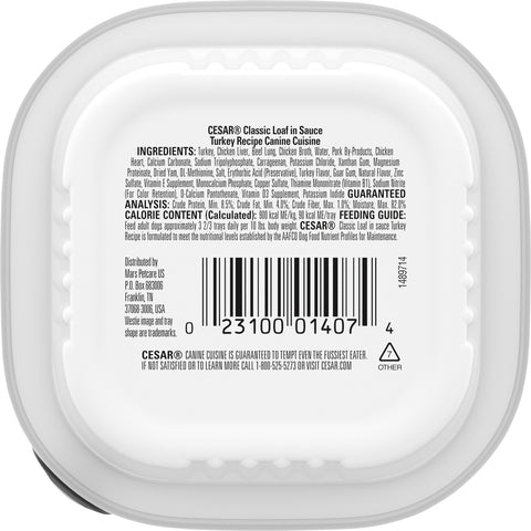 Cesar Dog Food Can Select Turkey In Meaty Juices 3.5 OZ