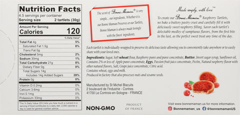 Bonne Maman Tartlets Raspberry 4.76 OZ
