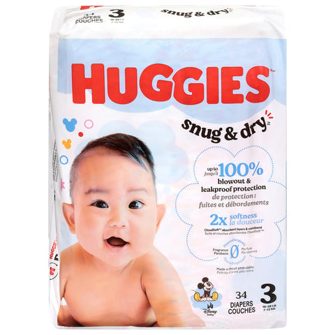 Huggies Snug & Dry Disney Baby Size 3 Diapers (16-28 lbs (7-13 kg)) 34 Each - 4 Pack