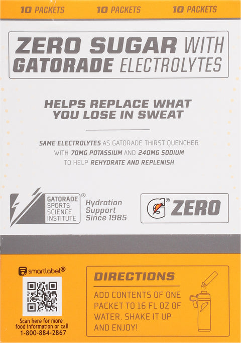 Gatorade Zero Zero Sugar Orange Thirst Quencher Powder 10-Pack 10