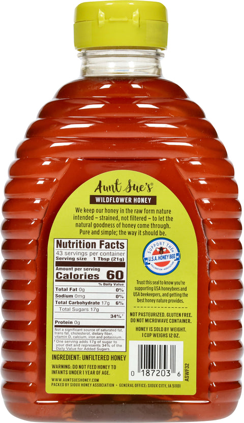 Aunt Sue's Honey Raw Wild Natural 32 OZ
