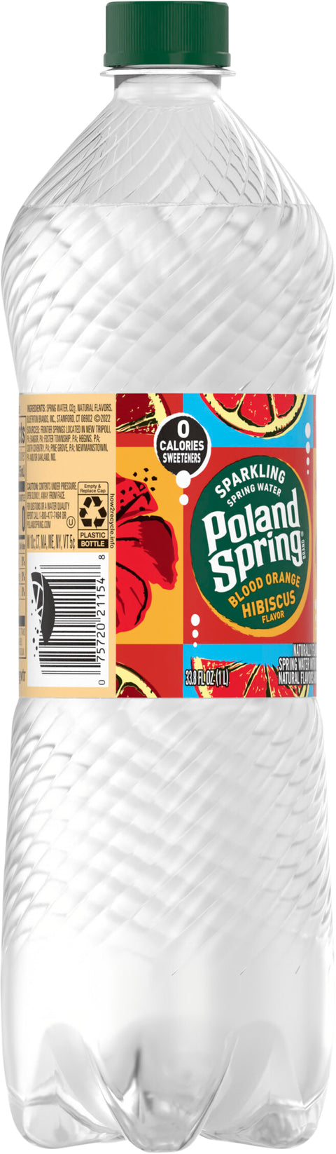 Poland Spring Sparkling Water, Blood Orange Hibiscus, 33.8 oz. Plastic Bottle