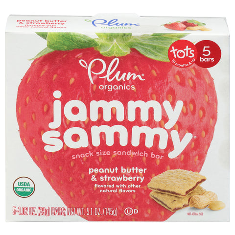 Plum Organics Jammy Sammy Snack Size Tots Peanut Butter & Strawberry Sandwich Bar Toddler 5
