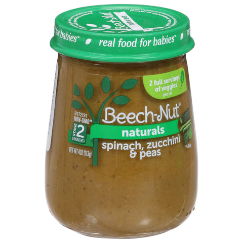 Beechnut Stage 2 Just Spinach Zucchini &Peas 4 OZ