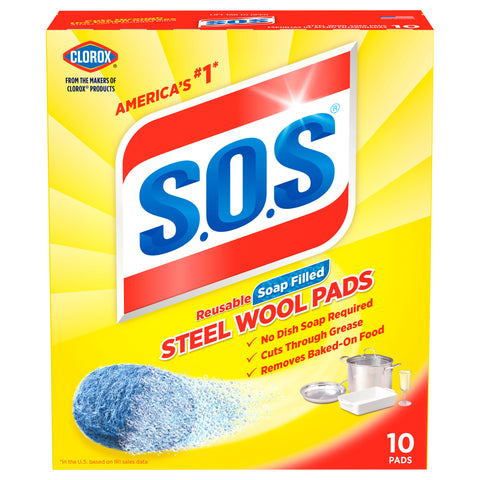 SOS Cleaner Pads Steel Wool Soap 10 CT
