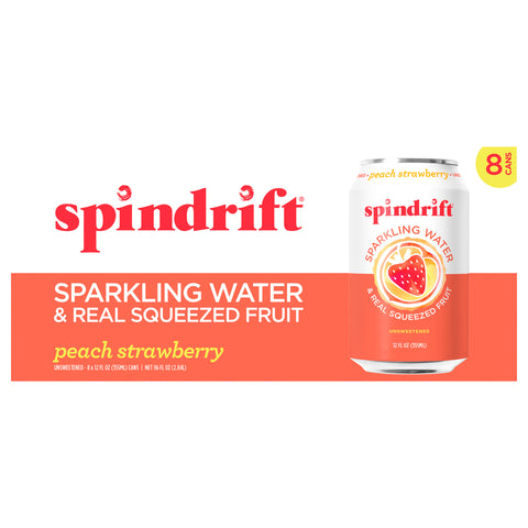 Spindrift Peach Strawberry Sparkling Water 8 - 12 fl oz Cans - 3 Pack