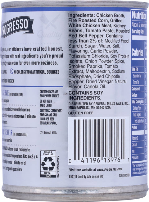 Progresso Pitmaster BBQ-Style Grilled Chicken & Fire Roasted Corn Soup 19 oz