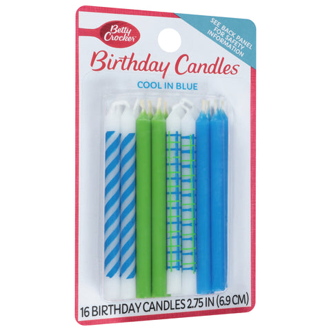 Betty Crocker Cool Blue Candles 16 CT
