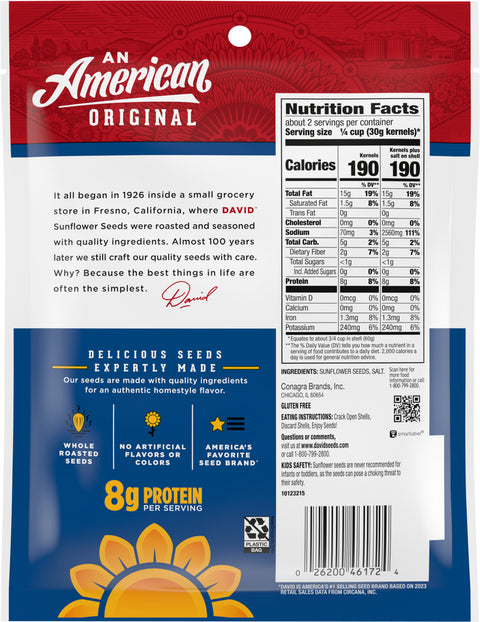 David Roasted & Salted Sunflower Seeds 5.25 OZ