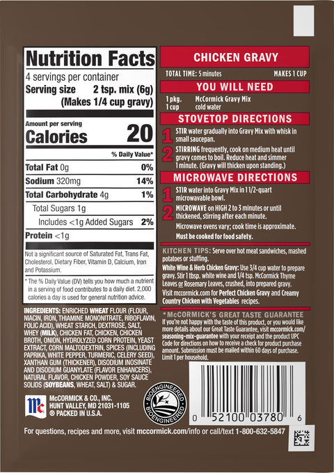 McCormick Mix Gravy Chicken - 0.87 OZ 24 Pack