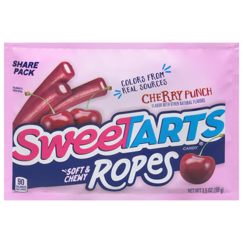 Sweetarts Share Pack Ropes Soft & Chewy Cherry Punch Candy 3.5 oz - 12 Pack