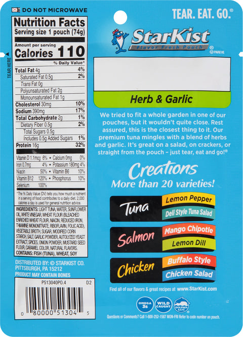 Starkist Tuna Creations Herb & Garlic 2.6 OZ