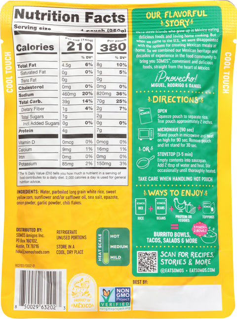 Somos Mexican Street Corn Mexican Street Corn White Rice 8.8 oz