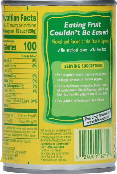 Del Monte Sliced Peaches Yellow Cling 15.25 OZ