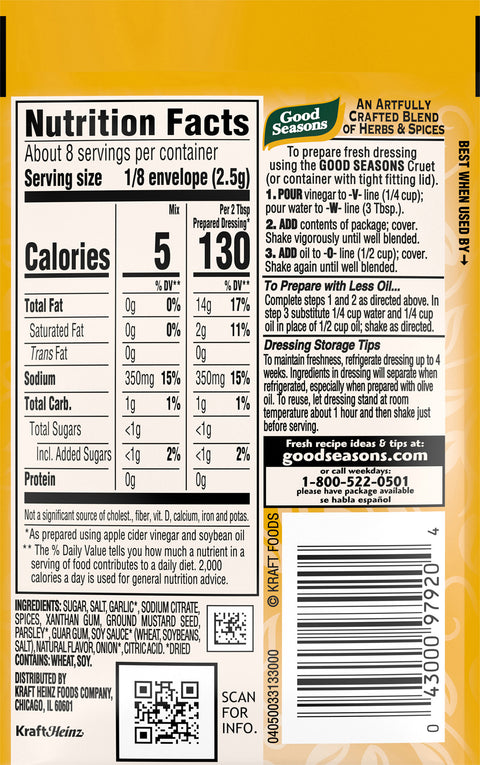 Good Seasons Dressing Mix Garlic & Herb 0.75 OZ