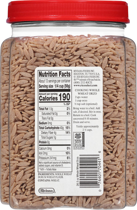 Rice Select Whole Wheat Orzo Pasta 26.5 OZ