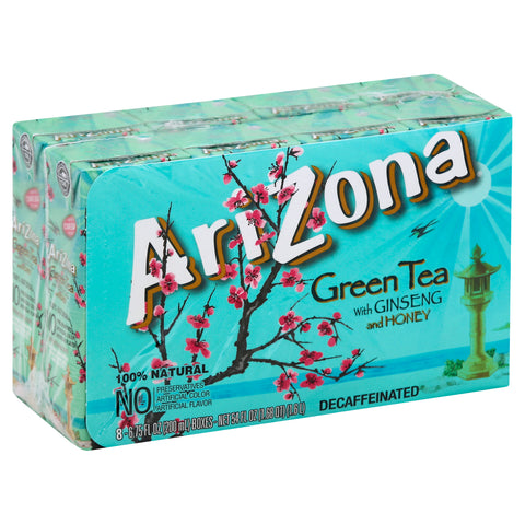 AriZona Decaffeinated Green Tea with Ginseng and Honey 8 - 6.75 fl oz Boxes - 4 Pack