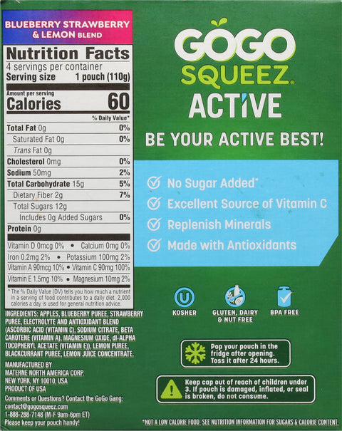 GoGo Squeez Active Blueberry Strawberry & Lemon Blend Fruit Blend with Electrolytes 4