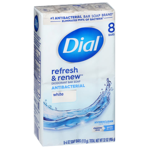 Dial Refresh & Renew Antibacterial Deodorant White Bar Soap 8