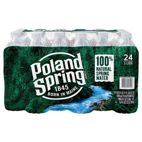 POLAND SPRING Brand 100% Natural Spring Water, 16.9-ounce plastic bottles (Pack of 24) - 1 Pack