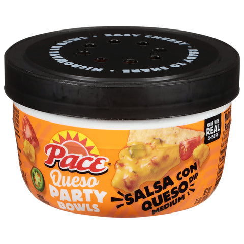 Pace Queso Party Bowls Medium Salsa Con Queso Dip 11 oz - 8 Pack