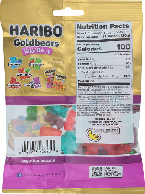 Haribo Goldbears Wild Berry Gummi Candy Share Size 5 oz