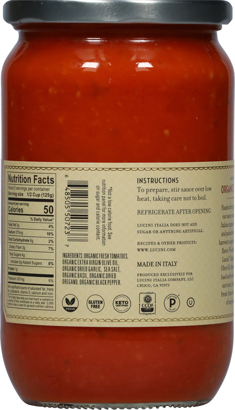 Lucini Organic Roasted Garlic Marinara Sauce 25.5 OZ
