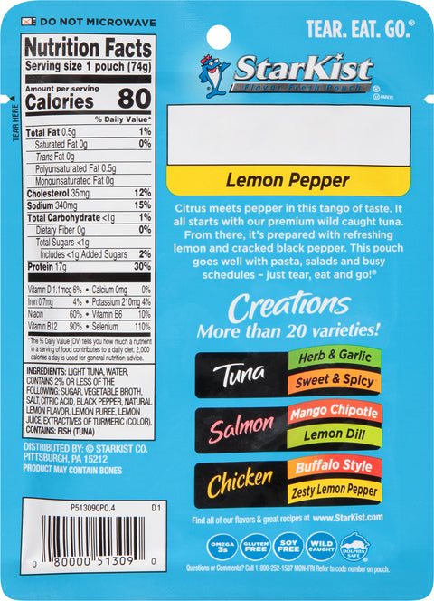 Starkist Tuna Creations Lemon Pepper 2.6 OZ