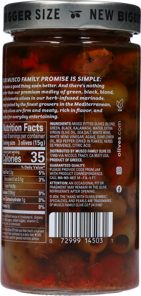 Pearls Specialties Pitted Greek Medley Olives with Herbs 9.5 oz