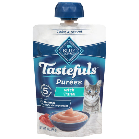 Blue Buffalo Blue Tastefuls Natural Purees Cat Food Complement with Tuna 3 oz - 12 Pack