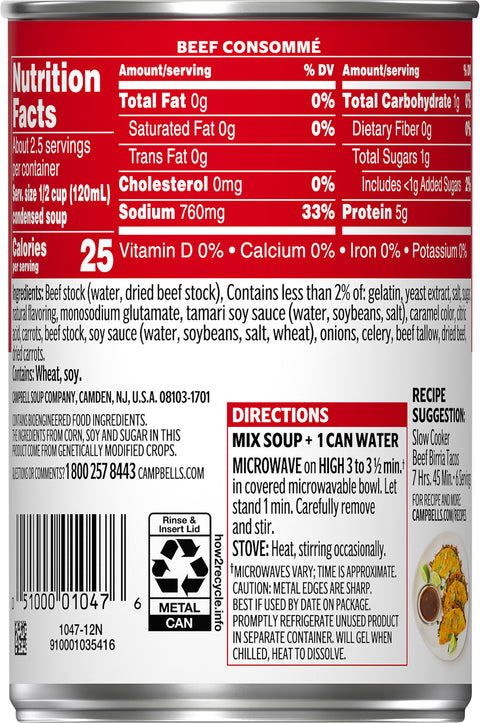 Campbell's Red & White Soup Beef Consomme 10.5 OZ