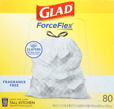 Glad Drawstring Force Tall Kitchen Bags  80 CT