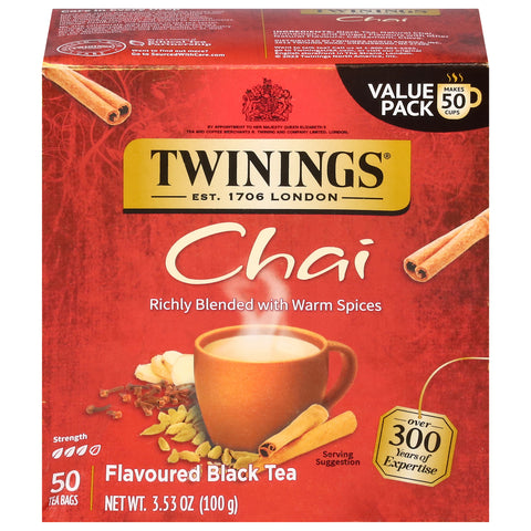 Twinings Chai Flavoured Black Tea 50 Tea Bags - 6 Pack