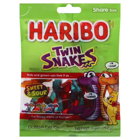 Haribo Twin Snakes Share Size Gummi Candy 5 oz - 12 Pack