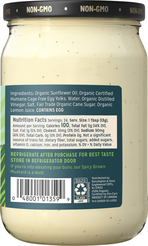 Sir Kensington's Organic Mayonnaise 12 FZ