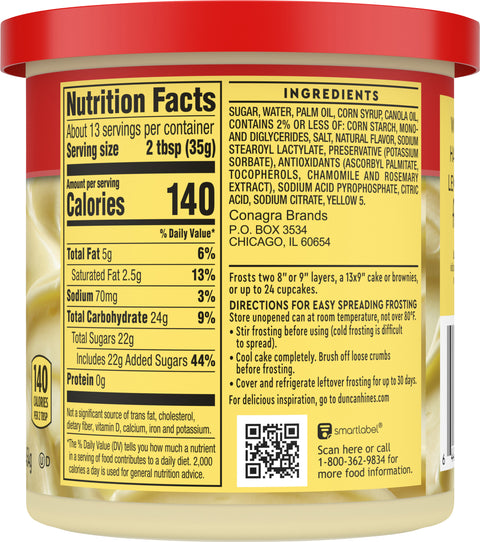 Duncan Hines Creamy Home-Style Lemon Supreme Frosting 16 OZ