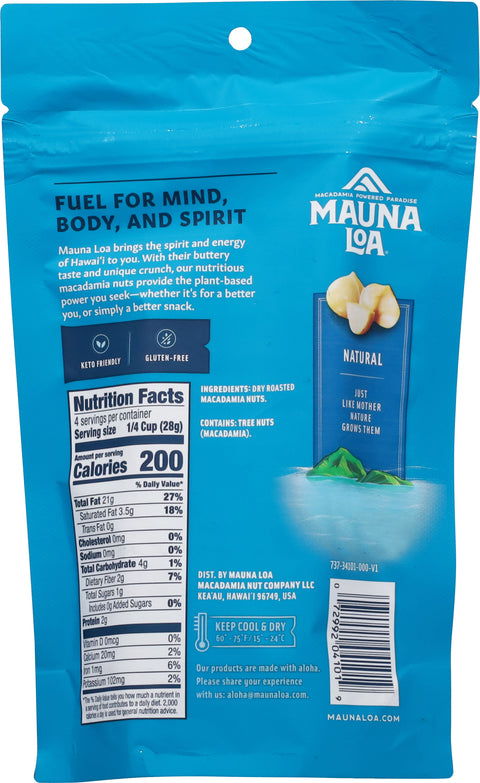 Mauna Loa Dry Roasted Unsalted Macadamias 4 oz