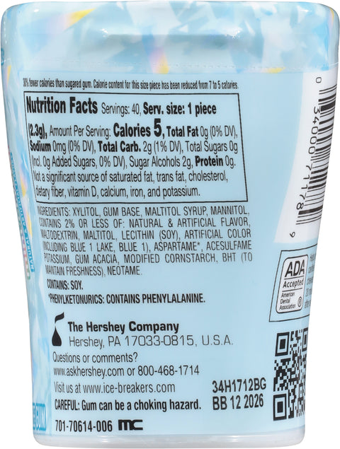 Ice Breakers Ice Cubes Sugar Free Mint Crystal Gum 40 Each