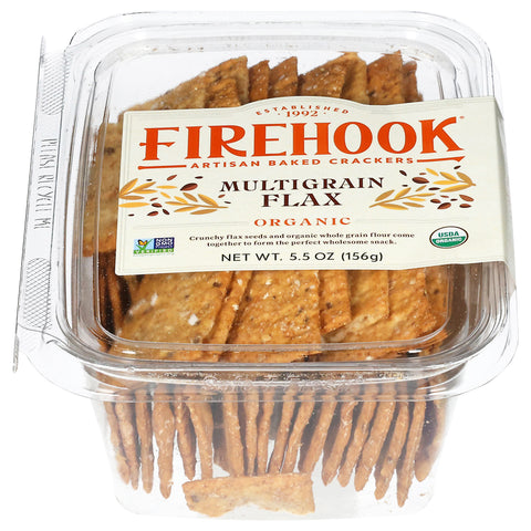 Firehook Organic Multigrain Flax Artisan Baked Crackers 5.5 oz - 8 Pack