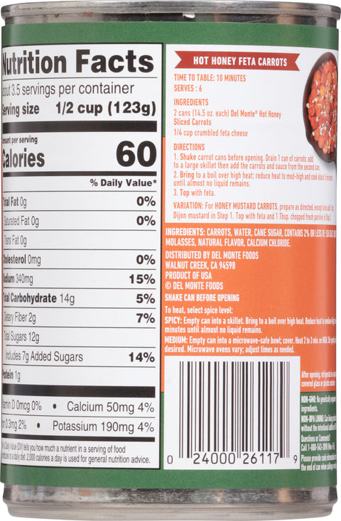 Del Monte Sliced Hot Honey Carrots 14.5 oz