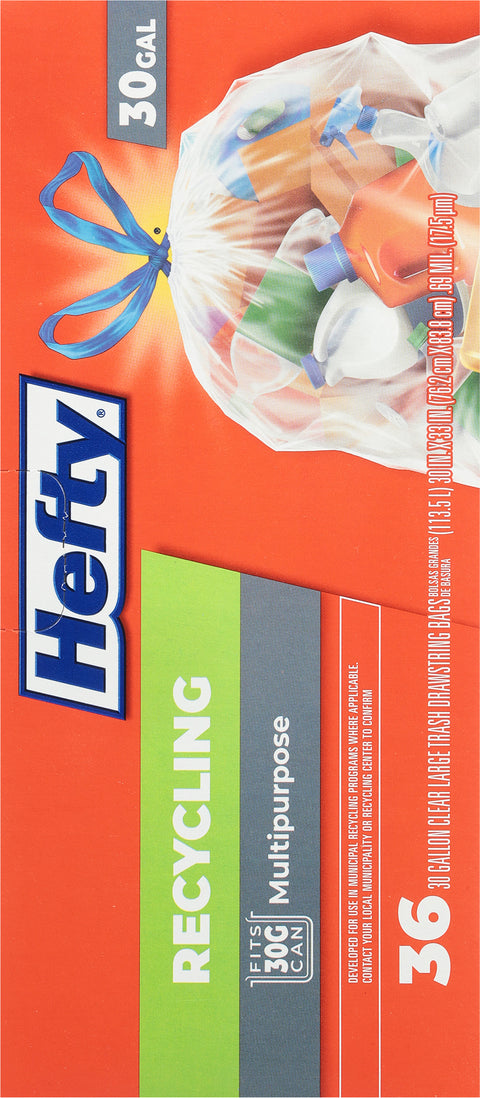 Hefty 30 Gallon Large Clear Multipurpose Trash Bags 36 ea