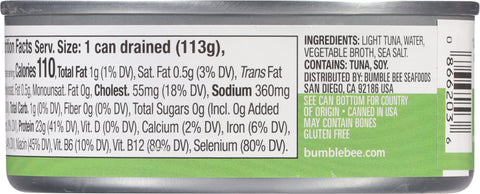Bumble Bee Tuna Chunk Light In Water 5 OZ
