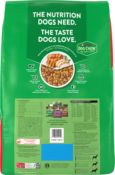 Purina Dog Chow Complete Adult Dry Dog Food With Real Chicken 18.5 LB