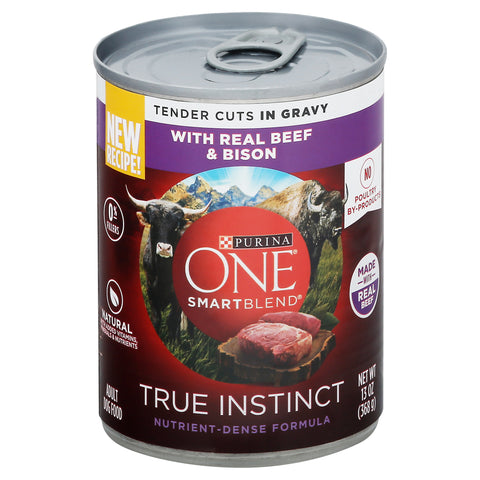 Purina One SmartBlend True Instinct with Real Beef & Bison Adult Dog Food 13 oz - 12 Pack