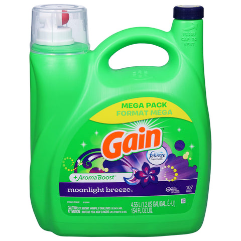 Gain +Aroma Boost Moonlight Breeze Detergent Mega Pack 4.55 l - 4 Pack