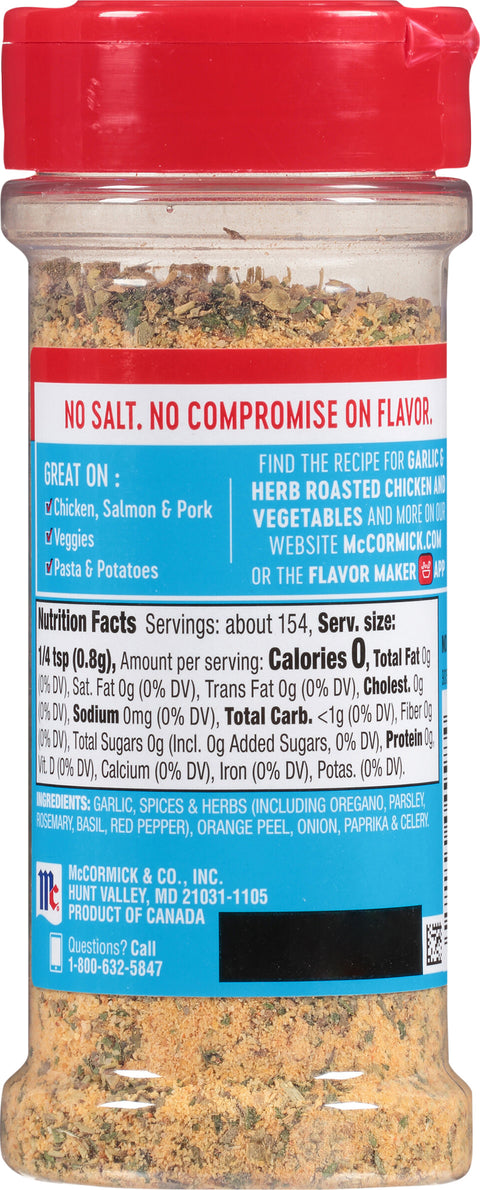 Mccormick Salt Free Gluten Free Seasoning - 4.37 OZ 6 Pack