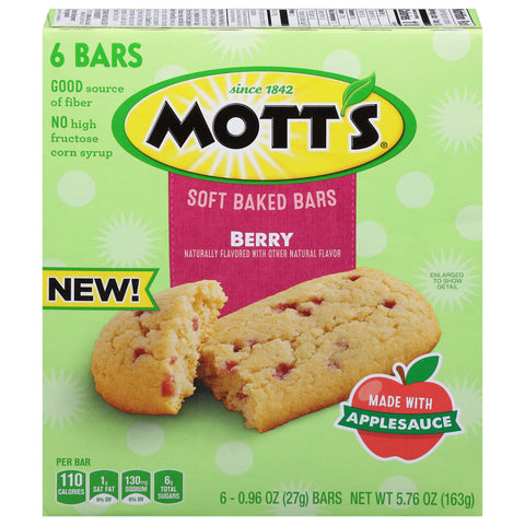 Mott's Soft Baked Berry Bars 6 - 0.96 oz Bars - 8 Pack