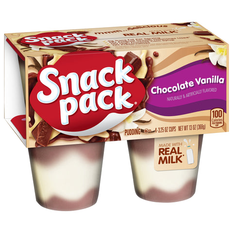 Snack Pack Pudding Chocolate Vanilla 13 OZ